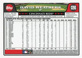 2008 Topps Cincinnati Reds #CIN5 David Weathers Back