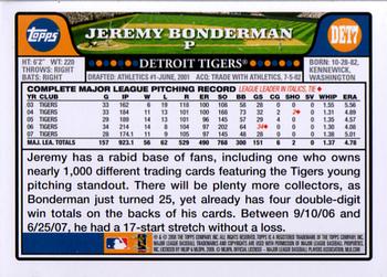 2008 Topps Detroit Tigers #DET7 Jeremy Bonderman Back