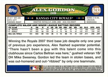 2008 Topps Kansas City Royals #KCR3 Alex Gordon Back