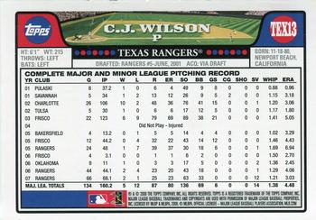 2008 Topps Texas Rangers #TEX13 C.J. Wilson Back