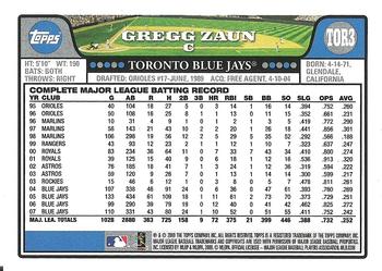 2008 Topps Toronto Blue Jays #TOR3 Gregg Zaun Back
