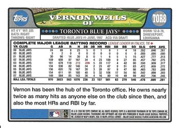 2008 Topps Toronto Blue Jays #TOR8 Vernon Wells Back