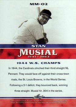 2015 Leaf Heroes of Baseball - Stan Musial Milestones #MM-02 Stan Musial Back