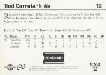 1997 Best Trenton Thunder #12 Rod Correia Back