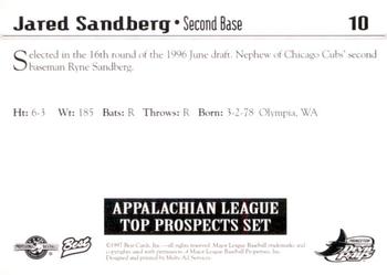 1997 Best Appalachian League Top Prospects #10 Jared Sandberg Back