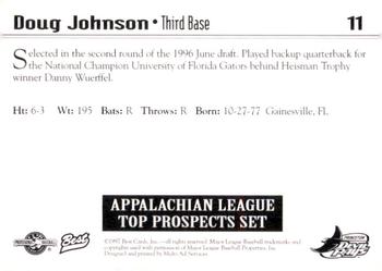 1997 Best Appalachian League Top Prospects #11 Doug Johnson Back