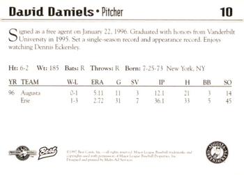 1997 Best Augusta GreenJackets #10 David Daniels Back