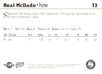 1997 Best Augusta GreenJackets #13 Neal McDade Back