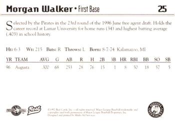 1997 Best Augusta GreenJackets #25 Morgan Walker Back