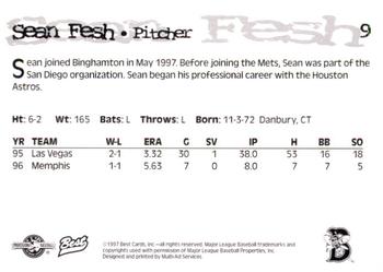 1997 Best Binghamton Mets #9 Sean Fesh Back