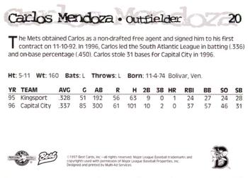 1997 Best Binghamton Mets #20 Carlos Mendoza Back