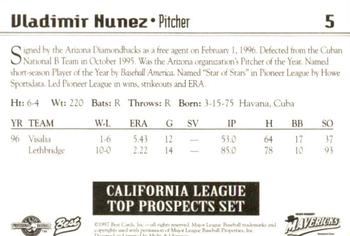 1997 Best California League Top Prospects #5 Vladimir Nunez Back