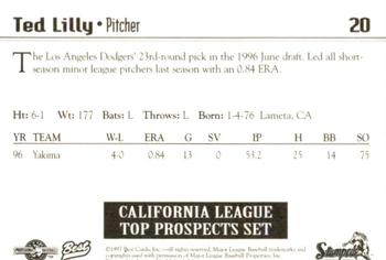 1997 Best California League Top Prospects #20 Ted Lilly Back