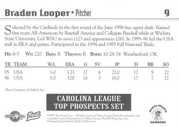 1997 Best Carolina League Top Prospects #9 Braden Looper Back