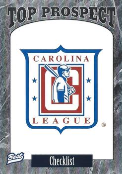 1997 Best Carolina League Top Prospects #31 Checklist Front