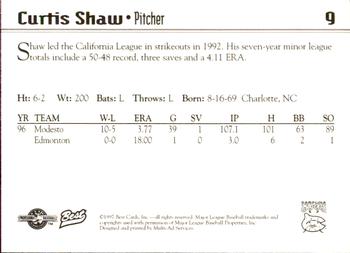 1997 Best Carolina Mudcats #9 Curtis Shaw Back