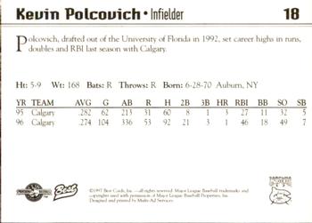 1997 Best Carolina Mudcats #18 Kevin Polcovich Back