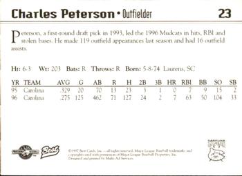 1997 Best Carolina Mudcats #23 Charles Peterson Back