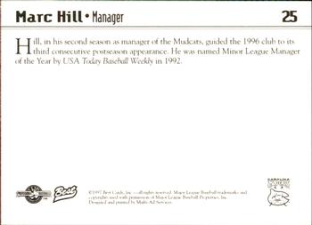 1997 Best Carolina Mudcats #25 Marc Hill Back