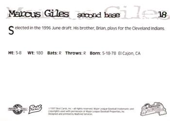 1997 Best Danville Braves #18 Marcus Giles Back