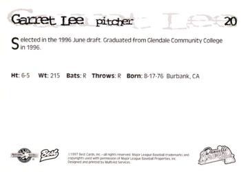 1997 Best Danville Braves #20 Garrett Lee Back