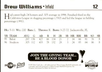 1997 Best El Paso Diablos #12 Drew Williams Back