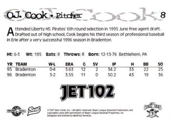1997 Best Erie SeaWolves #8 O.J. Cook Back