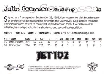 1997 Best Erie SeaWolves #14 Julio Germosen Back
