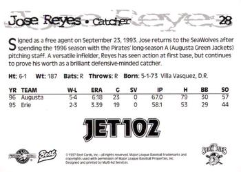 1997 Best Erie SeaWolves #28 Jose Reyes Back