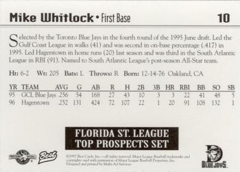 1997 Best Florida State League Top Prospects #10 Mike Whitlock Back