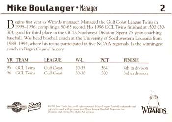 1997 Best Fort Wayne Wizards #2 Mike Boulanger Back
