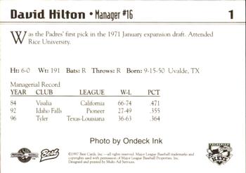 1997 Best Frederick Keys #1 David Hilton Back