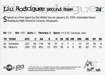 1997 Best Hickory Crawdads Beige #24 Liu Rodriguez Back
