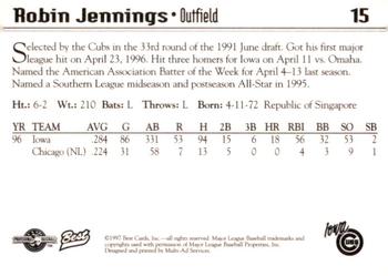 1997 Best Iowa Cubs #15 Robin Jennings Back