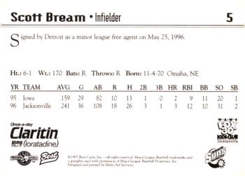 1997 Best Jacksonville Suns #5 Scott Bream Back