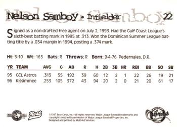 1997 Best Kissimmee Cobras #22 Nelson Samboy Back