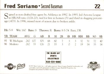1997 Best Knoxville Smokies #22 Fred Soriano Back