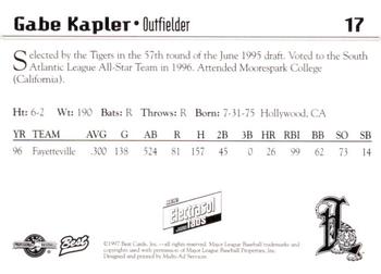 1997 Best Lakeland Tigers #17 Gabe Kapler Back