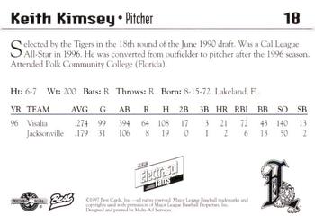 1997 Best Lakeland Tigers #18 Keith Kimsey Back
