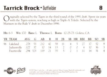 1997 Best Lancaster JetHawks #8 Tarrik Brock Back