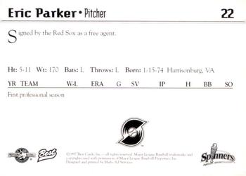 1997 Best Lowell Spinners #22 Eric Parker Back
