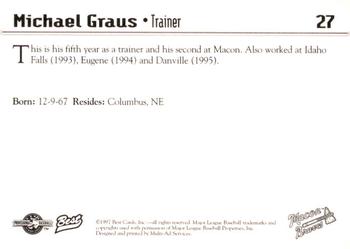 1997 Best Macon Braves #27 Michael Graus Back