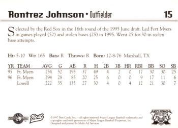1997 Best Michigan Battle Cats #15 Rontrez Johnson Back