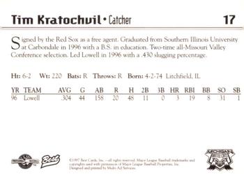 1997 Best Michigan Battle Cats #17 Tim Kratochvil Back