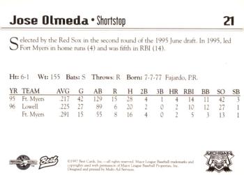 1997 Best Michigan Battle Cats #21 Jose Olmeda Back