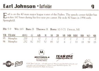 1997 Best Mobile BayBears #9 Earl Johnson Back
