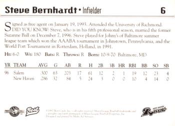 1997 Best New Haven Ravens #6 Steve Bernhardt Back