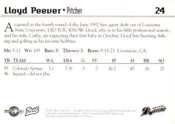 1997 Best New Haven Ravens #24 Lloyd Peever Back