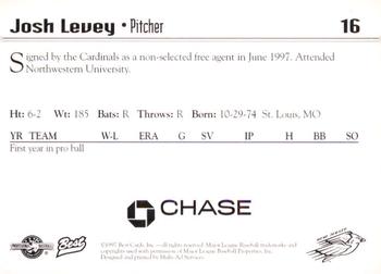 1997 Best New Jersey Cardinals #16 Josh Levey Back