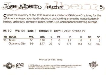 1997 Best Oklahoma City 89ers #5 Jose Alberro Back